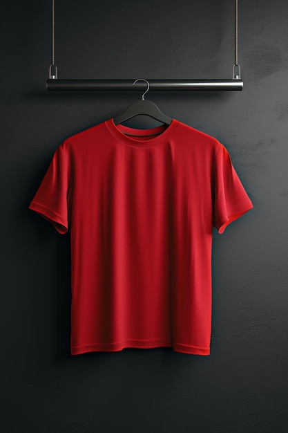 T-shirt rouge sur le porte-clés contre le mur sombre