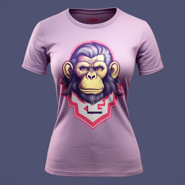 Un t-shirt avec un singe dessus est affiché sur une chemise
