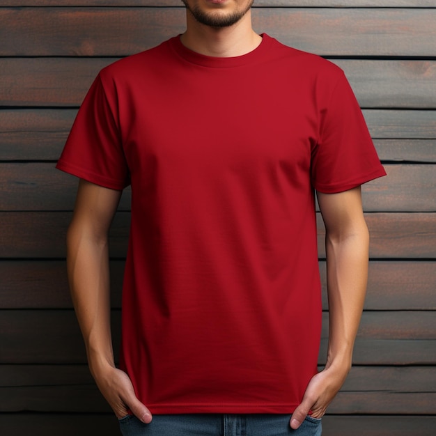 T-shirt uni en maquette 3D de couleur rouge