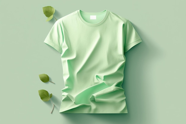 T-shirt vert clair Maquette de modèle surdimensionné à manches courtes Illustration IA générative