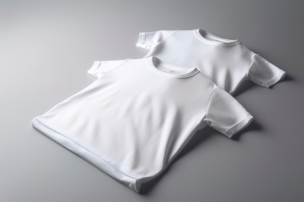 Des t-shirts blancs avec espace de copie sur fond gris génèrent de l'ai