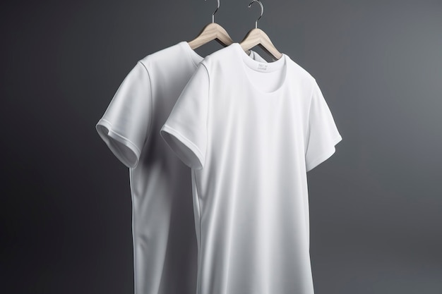 Des t-shirts blancs avec espace de copie sur fond gris génèrent de l'ai