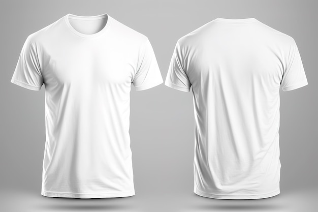 T-shirts blancs masculins photo réalistes avec espace de copie avant et arrière Créé avec Generative AI