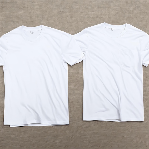 T-shirts blancs photo gratuits avec espace de copie sur fond en bois