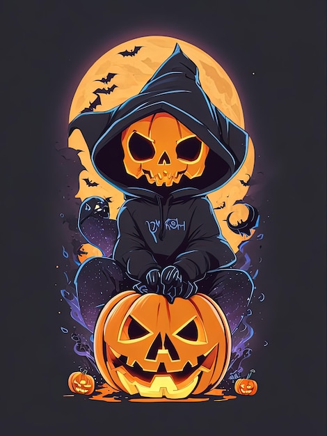 Des t-shirts d'Halloween effrayants conçoivent des sweats à capuche avec des crânes mignons et des autocollants fantômes adorables