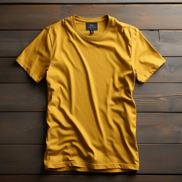 T-shirts jaunes réalistes vue avant pour mock-up avec espace de copie à l'arrière-plan