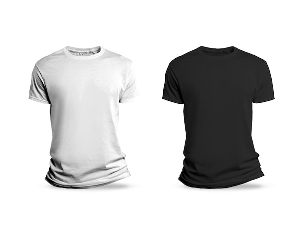 T-shirts noir et blanc isolés sur fond blanc