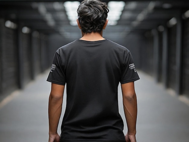 T-shirts noirs avec le dos et le dos