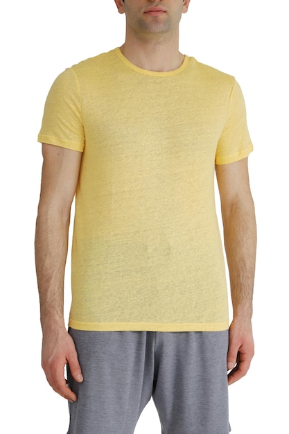 T-shirts pour hommes de couleur jaune Modèle de conceptionCopy space