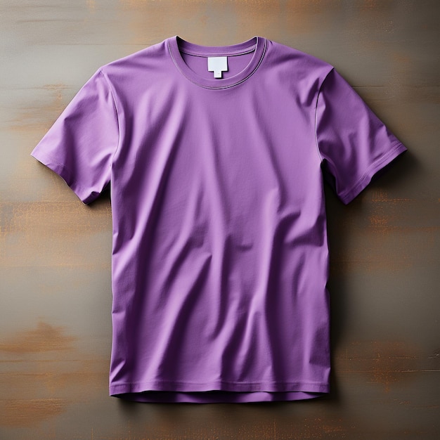 Photo t-shirts violets réalistes vue avant pour maquette avec espace de copie sur l'arrière-plan