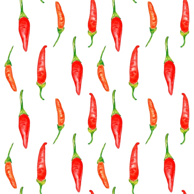 Tabasco hot peppers capsicums aquarelle transparente motif isolé sur blanc