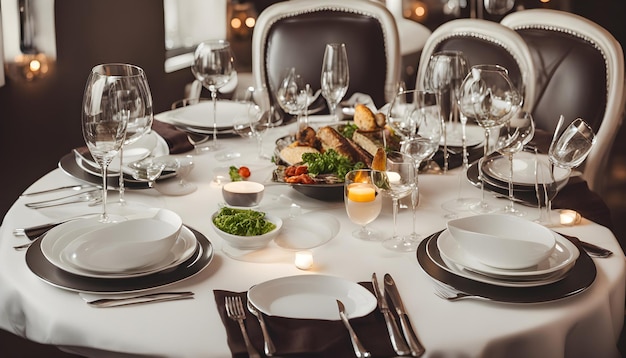 une table avec une assiette de nourriture et un bol de nourriture dessus