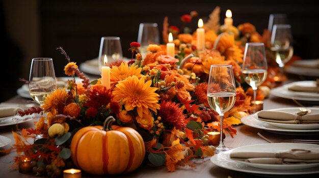 Table d'automne avec du fromage, des raisins et du vin pour Halloween et Thanksgiving