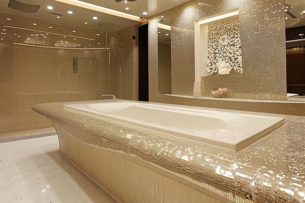 Table de bain élégante avec des carreaux de mosaïque comme élément de design chic