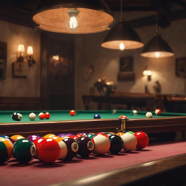 La table avec les balles de billard