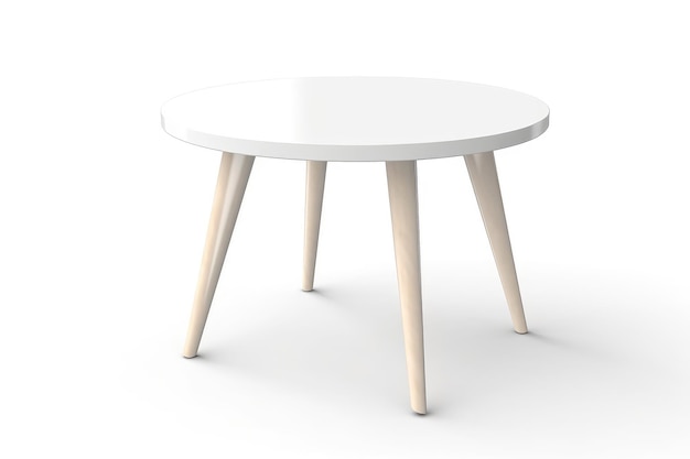 Table basse blanche isolée sur fond blanc générée par l'IA