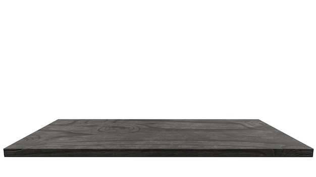 Une table basse en bois gris avec un fond blanc.