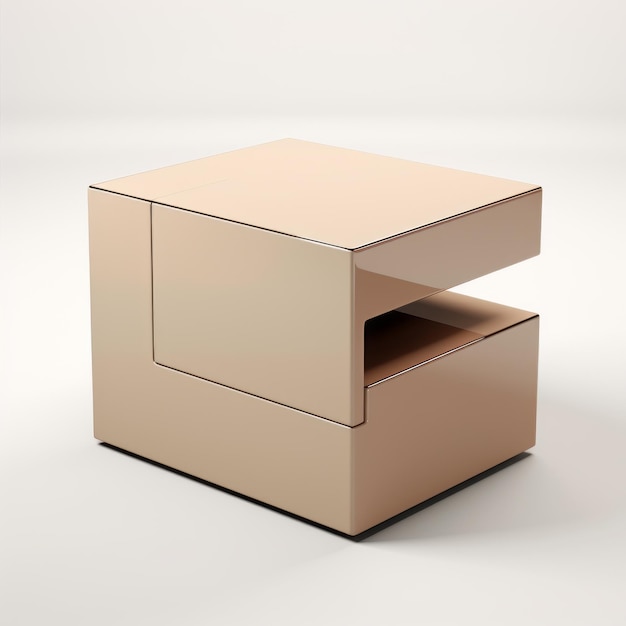 Table beige hyperréaliste avec toit ouvert dans le style du minimalisme numérique