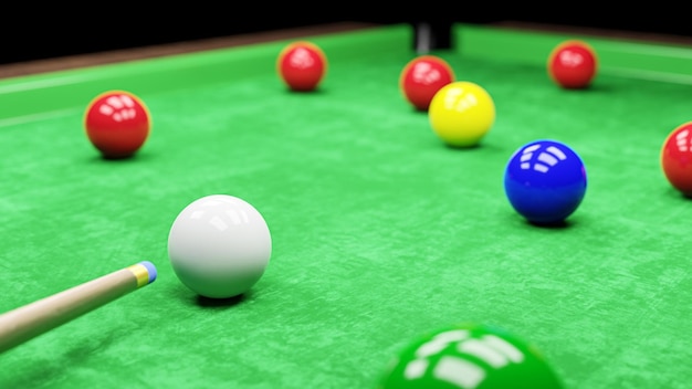 Table de billard billard et boule de billard avec rendu 3D léger