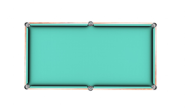 Table de billard avec boules et queues isolés sur fond blanc rendu 3d