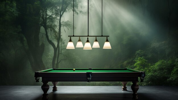 Photo une table de billard sur un paysage pittoresque de nature sereine capture une concentration tranquille