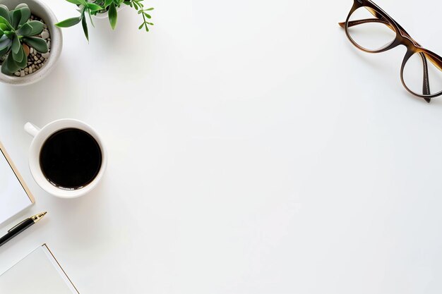 une table blanche avec un pot de plante dessus