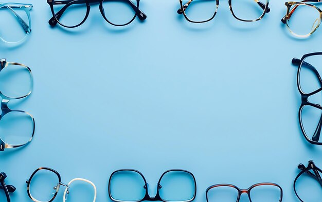 Photo une table bleue avec des verres et un fond bleu