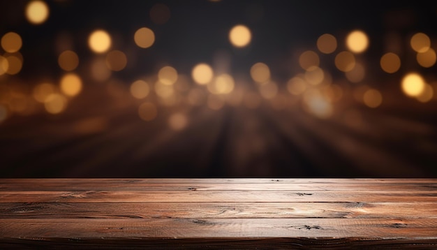 Table en bois avec un beau bokeh