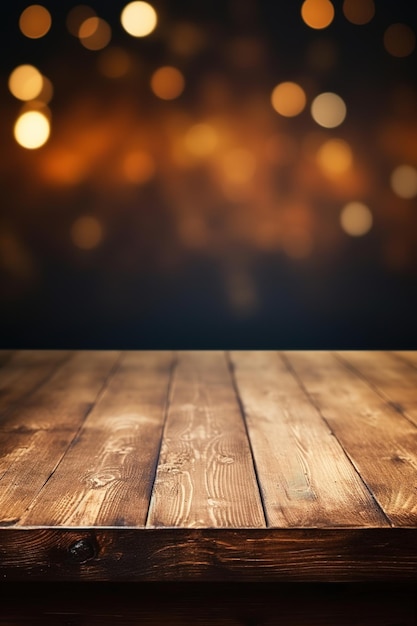 Table en bois avec un beau bokeh