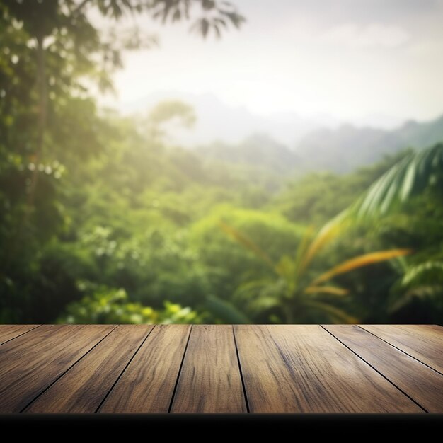 table en bois sur un beau lac