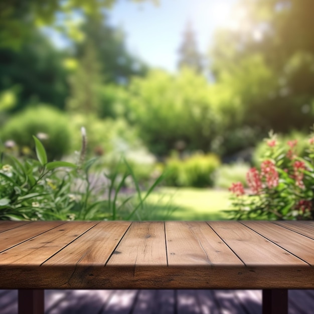 table en bois sur un beau lac