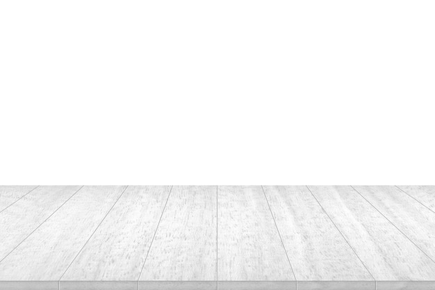 Table en bois blanc sur fond blanc