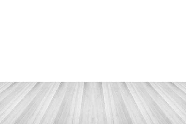 Table en bois blanc vide isolée sur fond blanc