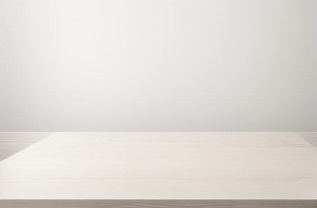 Photo table en bois blanche vide sur fond de mur blanc montage d'affichage de produits