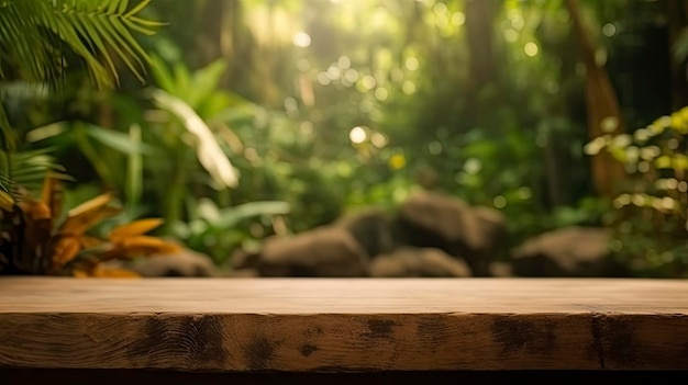 Une table en bois avec une bouteille de vin dessus