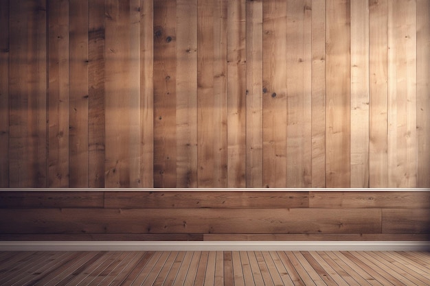 Table en bois devant le fond flou du mur en bois