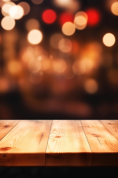 table en bois devant un fond flou