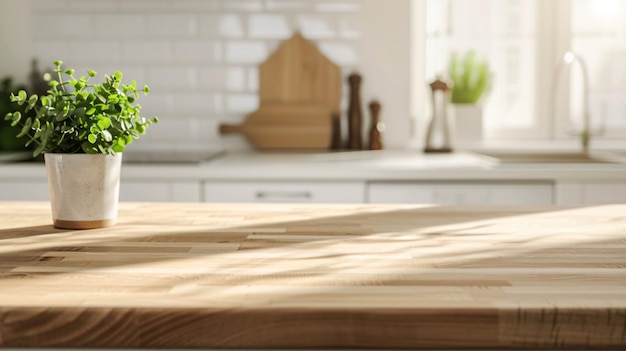 Table en bois avec de l'espace libre pour le produit