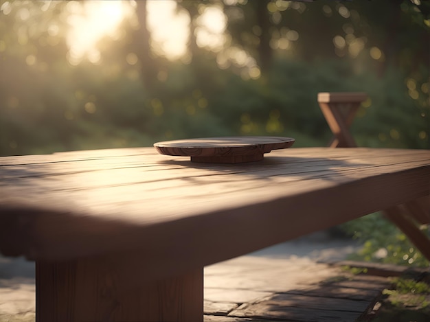 table en bois à l'extérieur