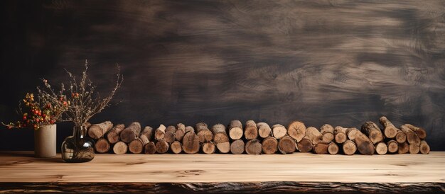 Photo table en bois faite à la main avec du bois naturel