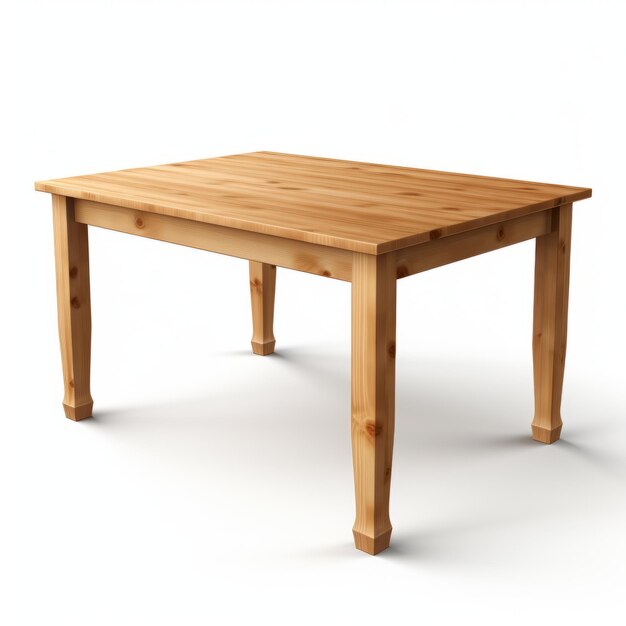 Table en bois à haute résolution sur fond blanc