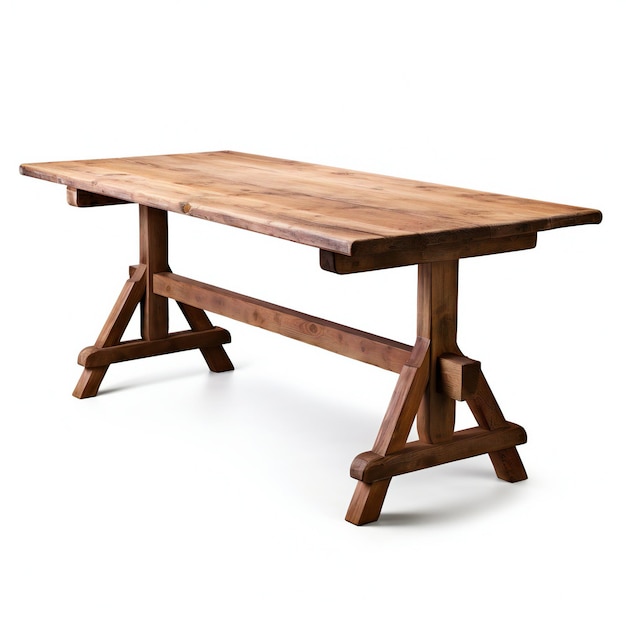 Table en bois isolé sur fond blanc