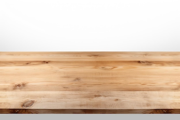 Photo table en bois isolée sur fond blanc idéale pour l'affichage ou le montage de produits