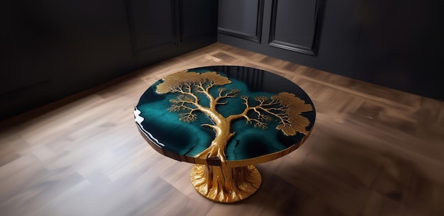 Table en bois massif d'élite faite à la main avec de la résine époxy meubles de luxe coûteux matériaux de qualité