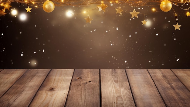 table en bois de noël vide avec fond urbain