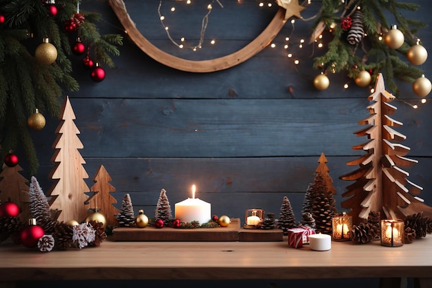 table en bois photo dans un espace de Noël