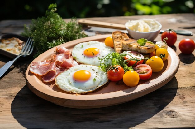 Table en bois pour le petit déjeuner