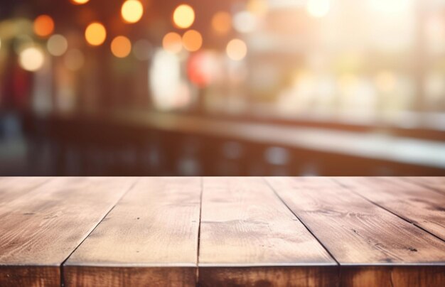 Table en bois et rétroéclairage photos de haute qualité