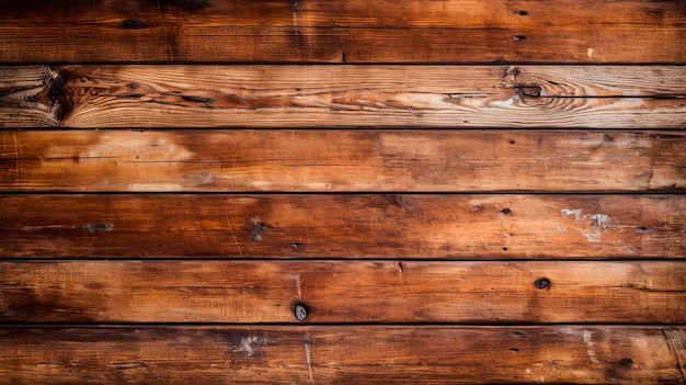 Photo table en bois texture planches brunes comme arrière-plan vue de dessus generative ai