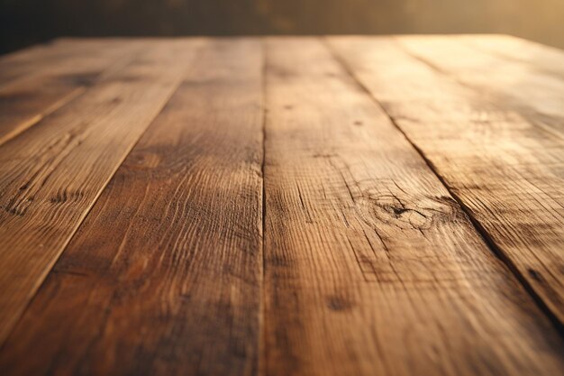 Photo une table en bois usée à la lumière douce